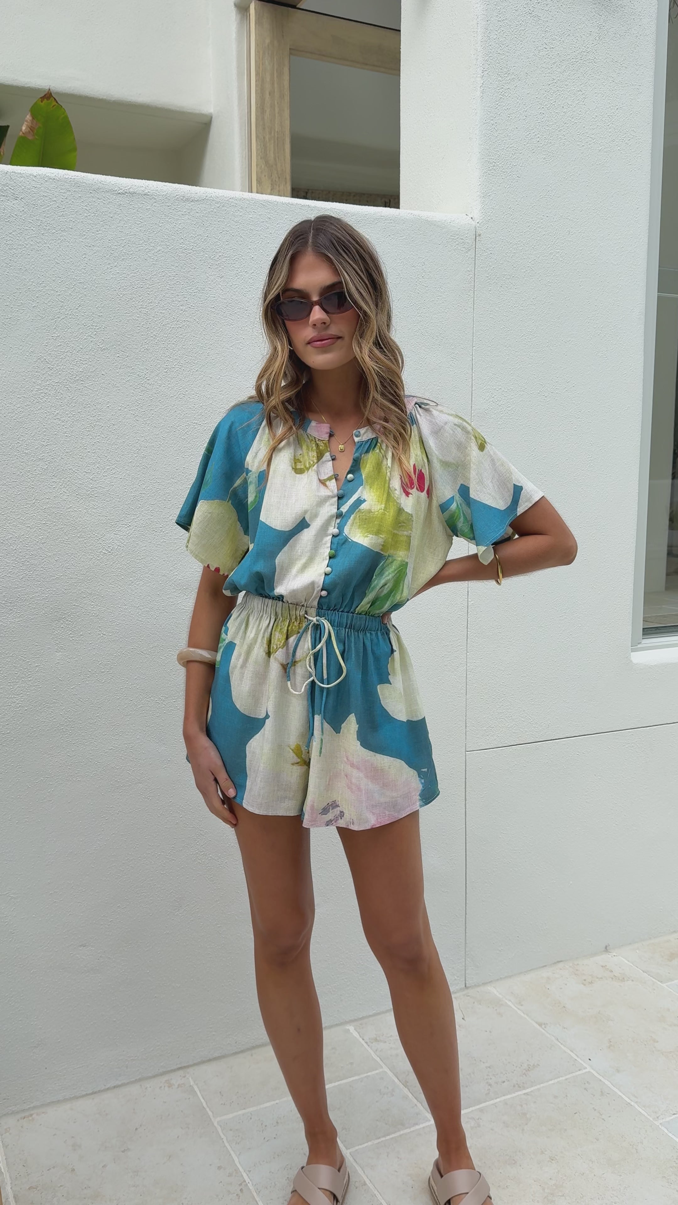 Load video: Santorini Playsuit - Blue Orchid - Billy J