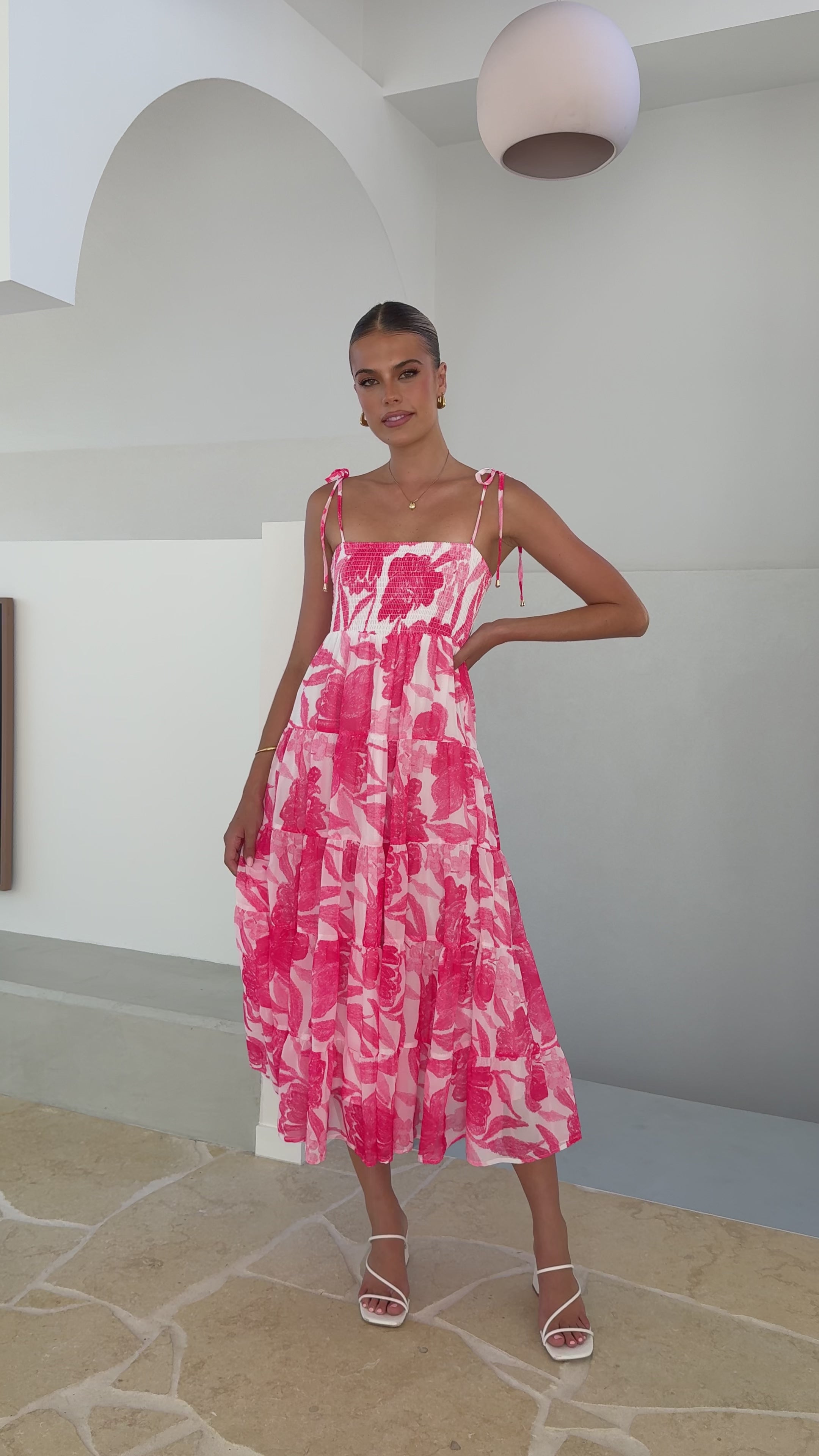 Load video: Gwynne Maxi Dress - Pink Print - Billy J