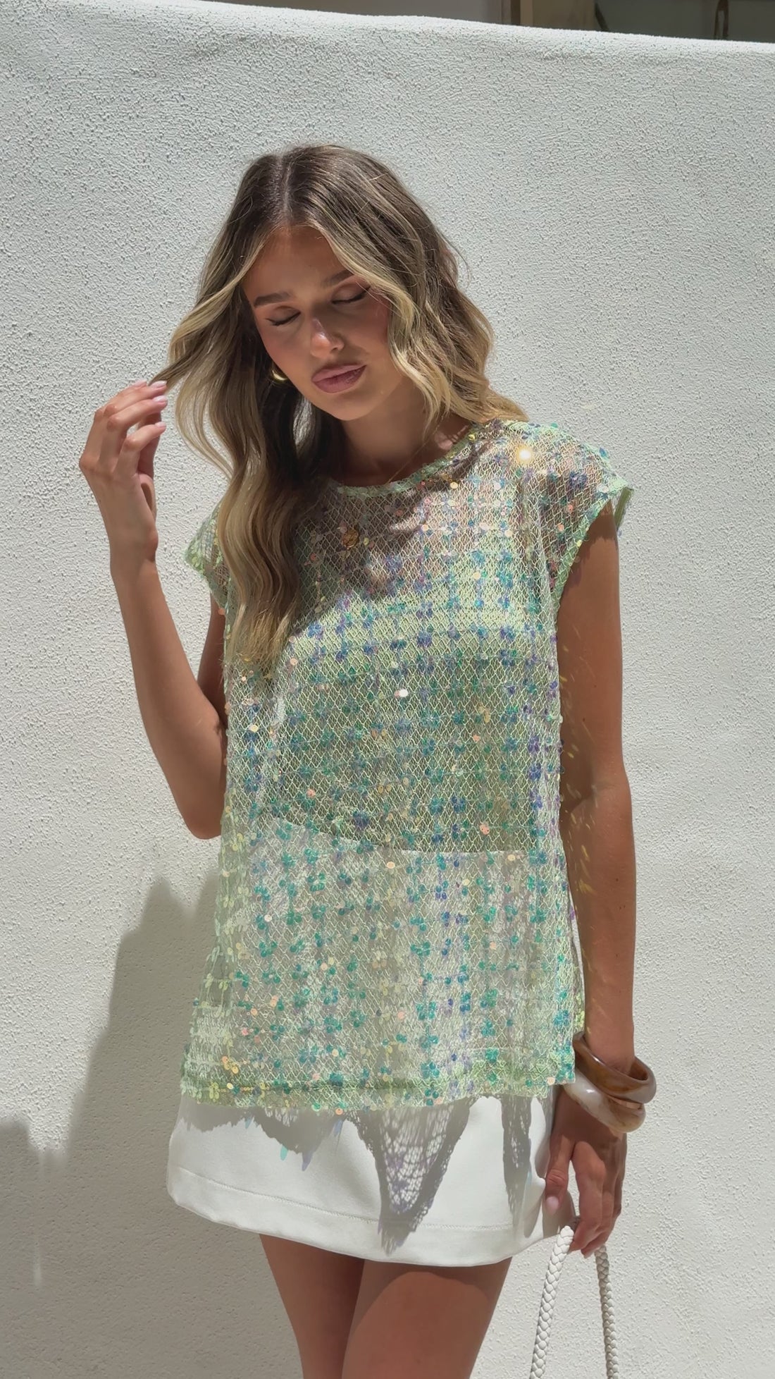 Mirin Sequin Top - Mint - Billy J