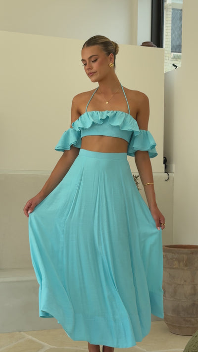 Load and play video in Gallery viewer, Trista Maxi Skirt - Blue - Billy J
