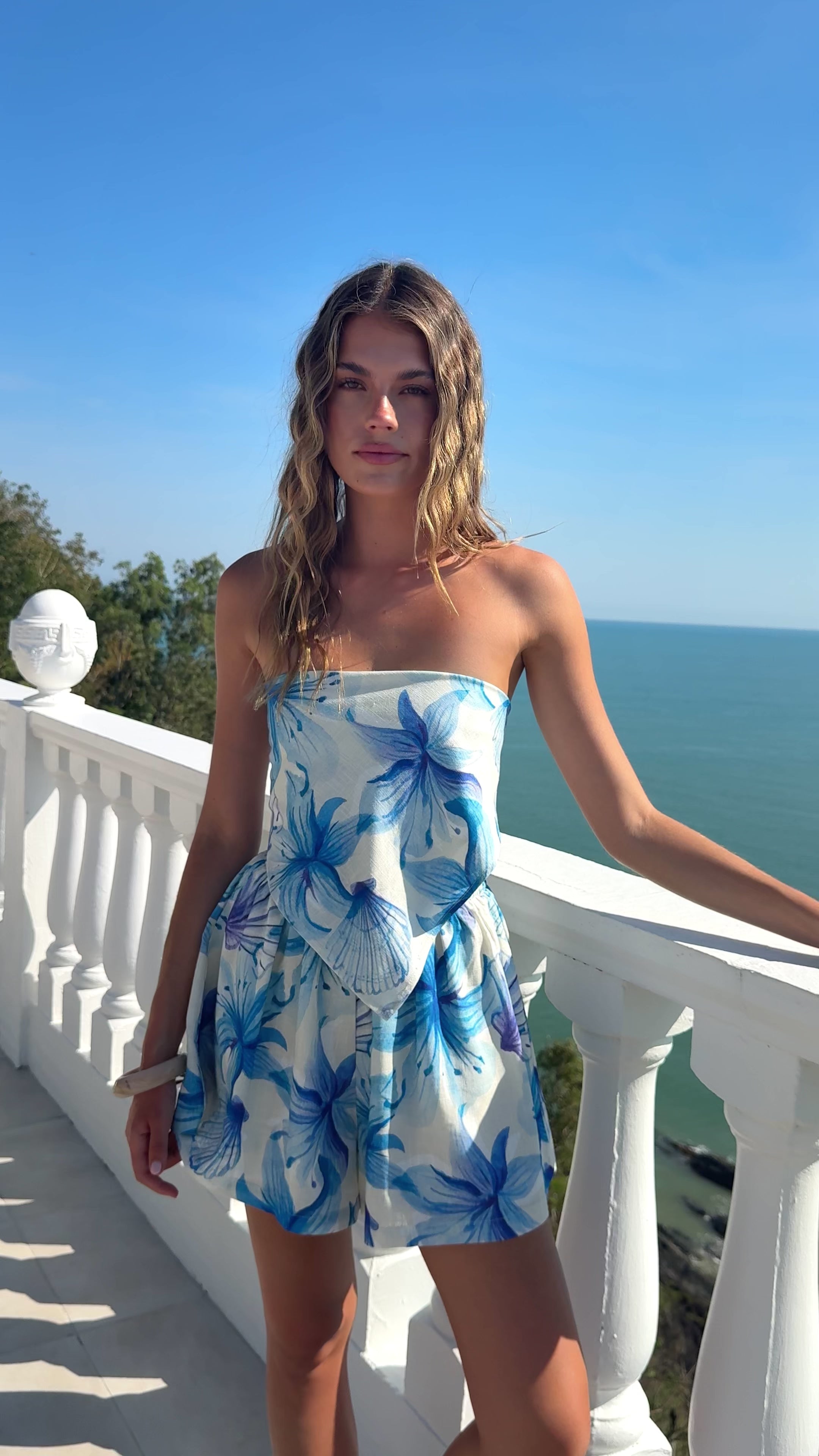 Load video: Bennie Scarf Top - Ocean Bloom - Billy J