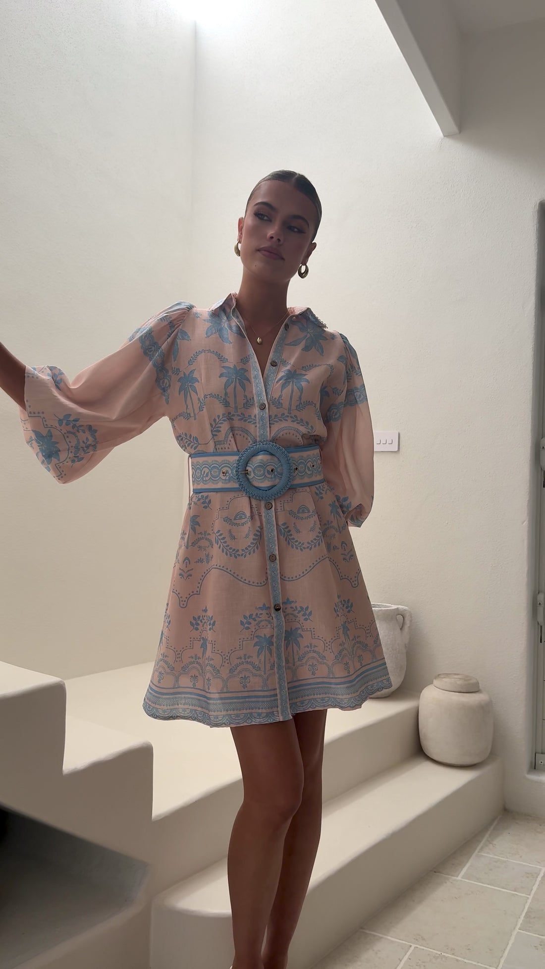 Xander Long Sleeve Mini Dress - Blue - Billy J