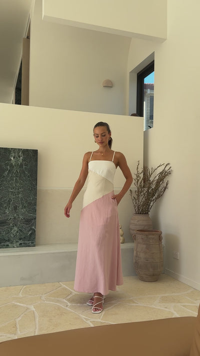 Load and play video in Gallery viewer, Brionie Maxi Dress - Pink/ White - Billy J
