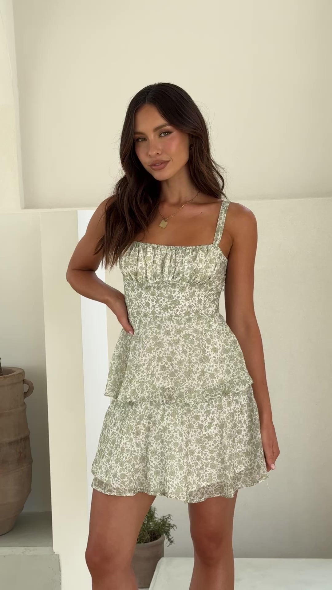 Page Mini Dress - Green Floral - Billy J