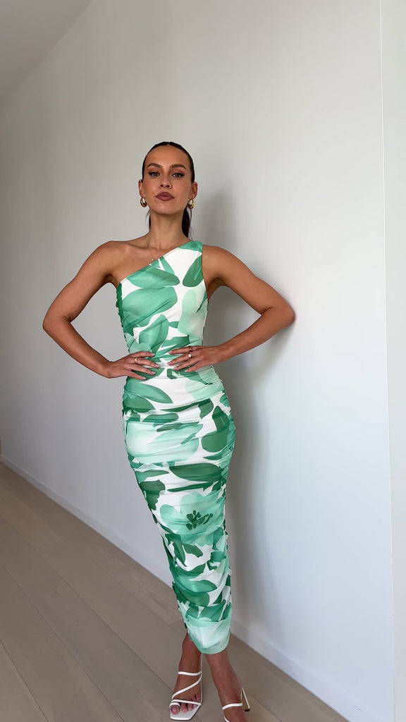 Natalia Midi Dress - Green Floral - Billy J