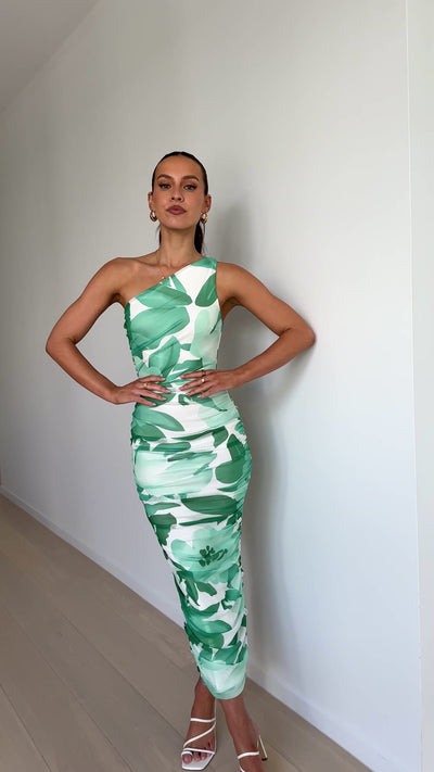 Load and play video in Gallery viewer, Natalia Midi Dress - Green Floral - Billy J
