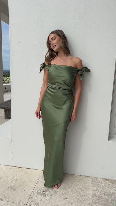 Load and play video in Gallery viewer, Frida Maxi Dress - Olive - Billy J
