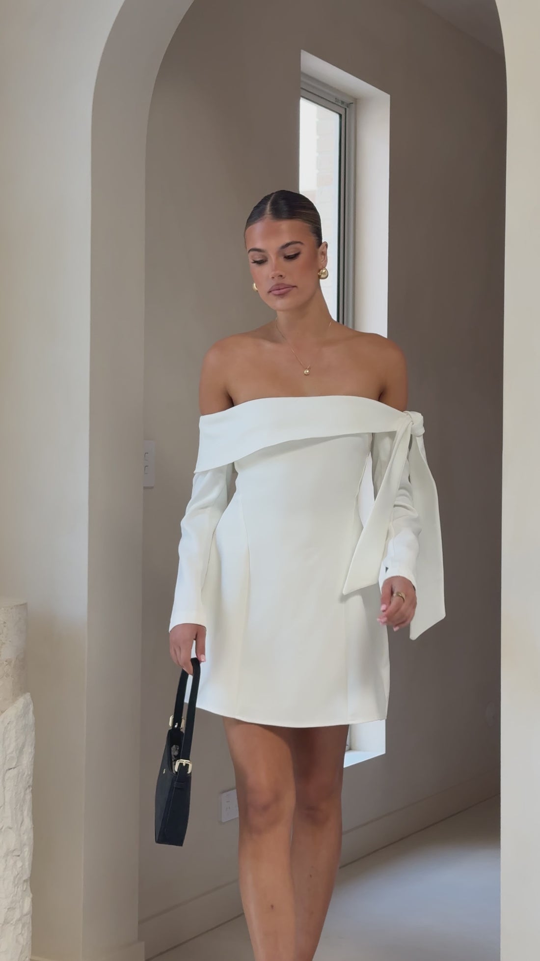 Halen Long Sleeve Mini Dress - White - Billy J