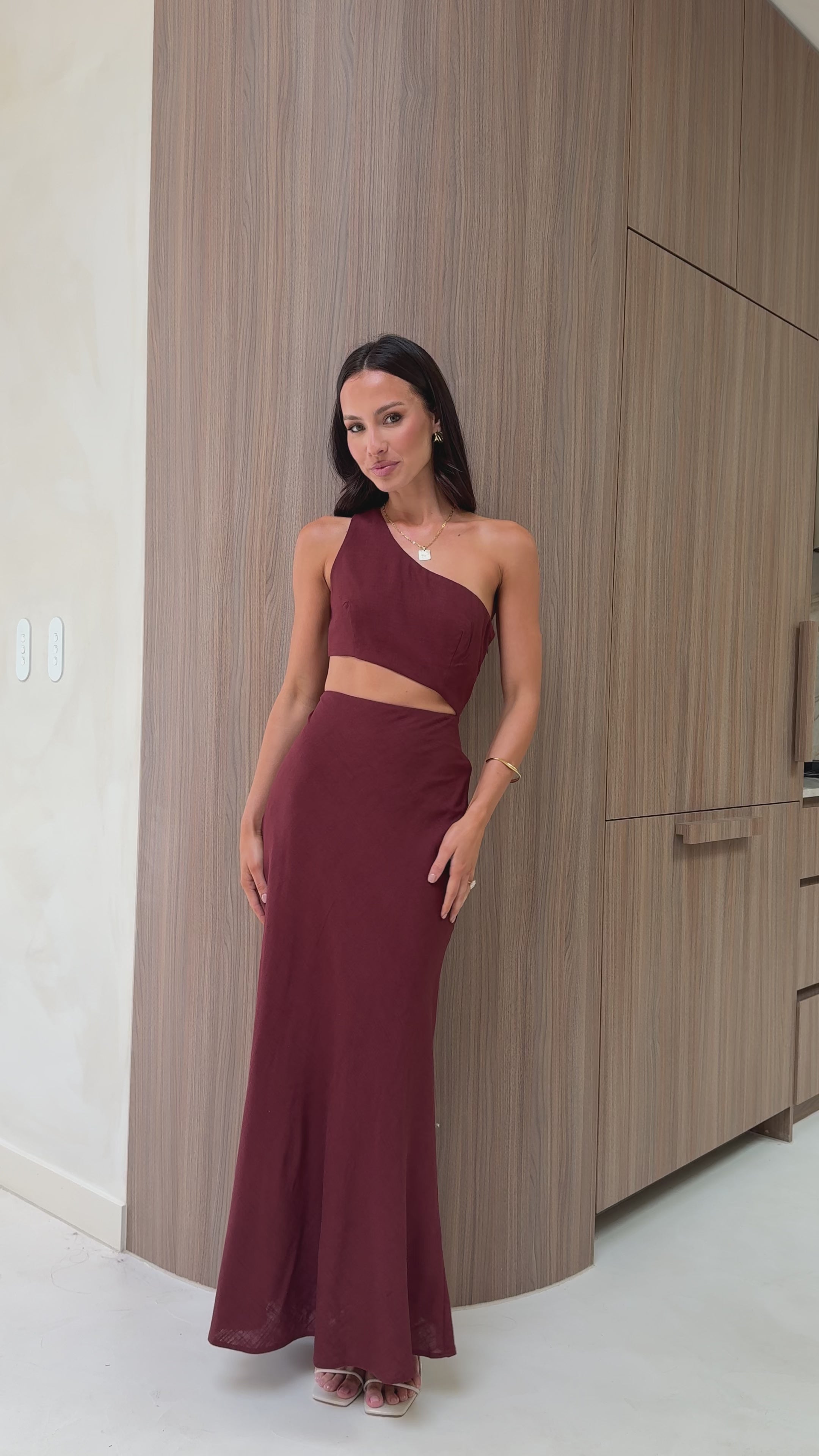 Load video: Abia Maxi Dress - Chocolate - Billy J
