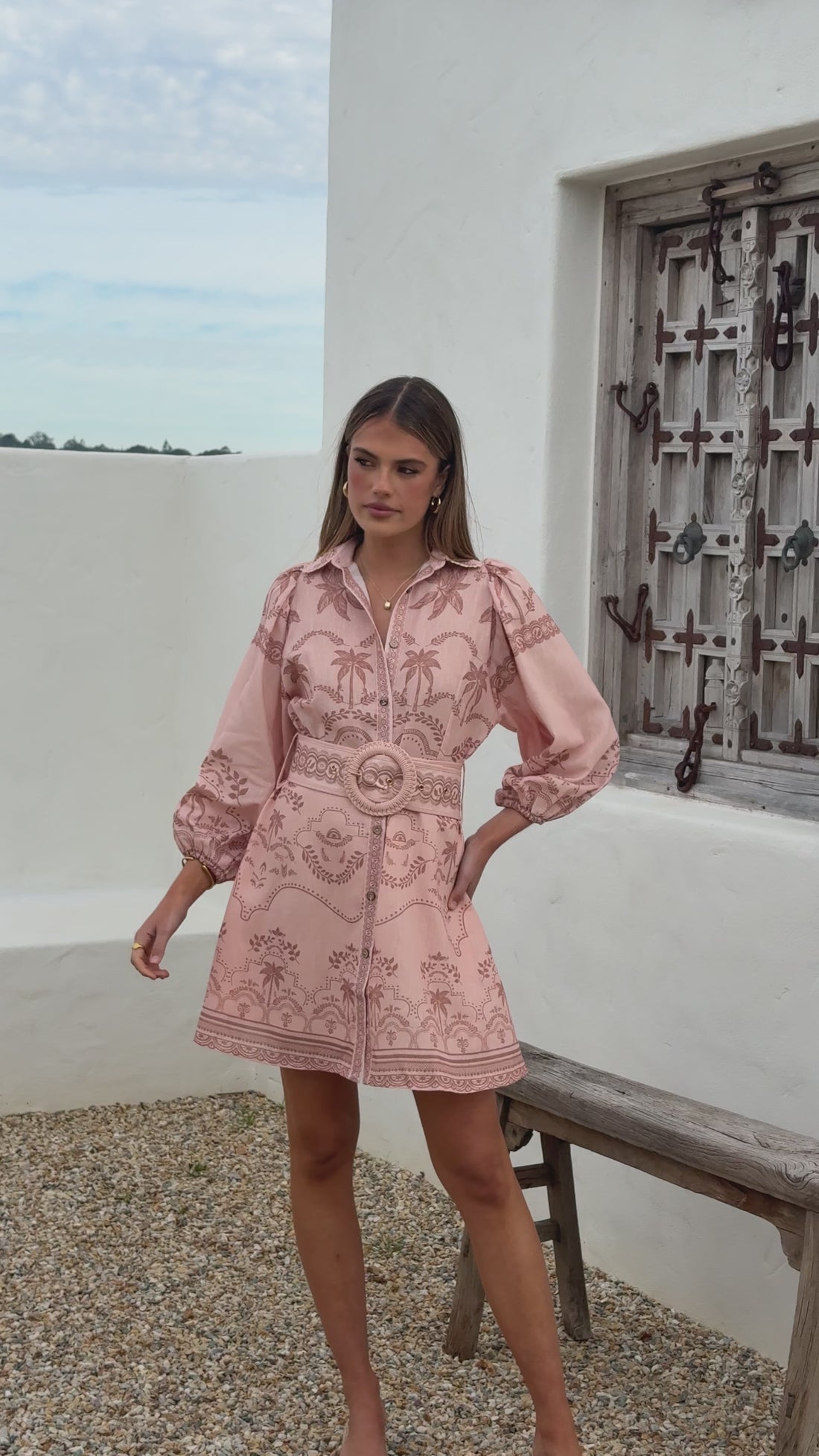 Xander Long Sleeve Mini Dress - Blush - Billy J