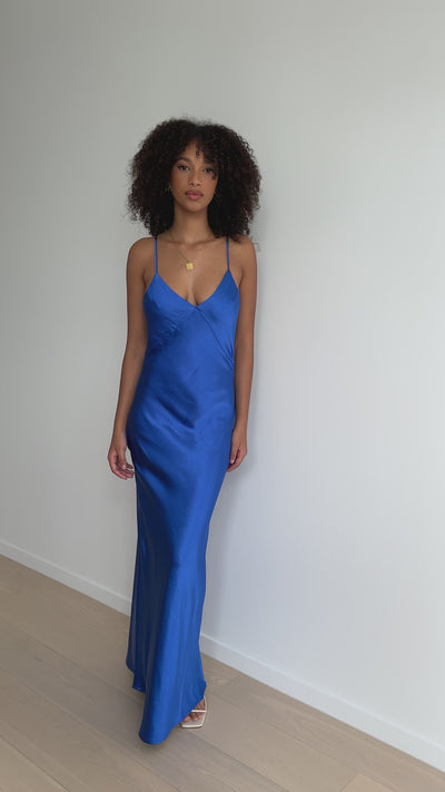 Load and play video in Gallery viewer, Gisella Maxi Dress - Cobalt Blue - Billy J
