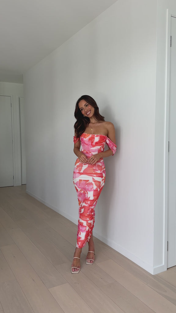 Kylie Maxi Dress - Orange Floral - Billy J