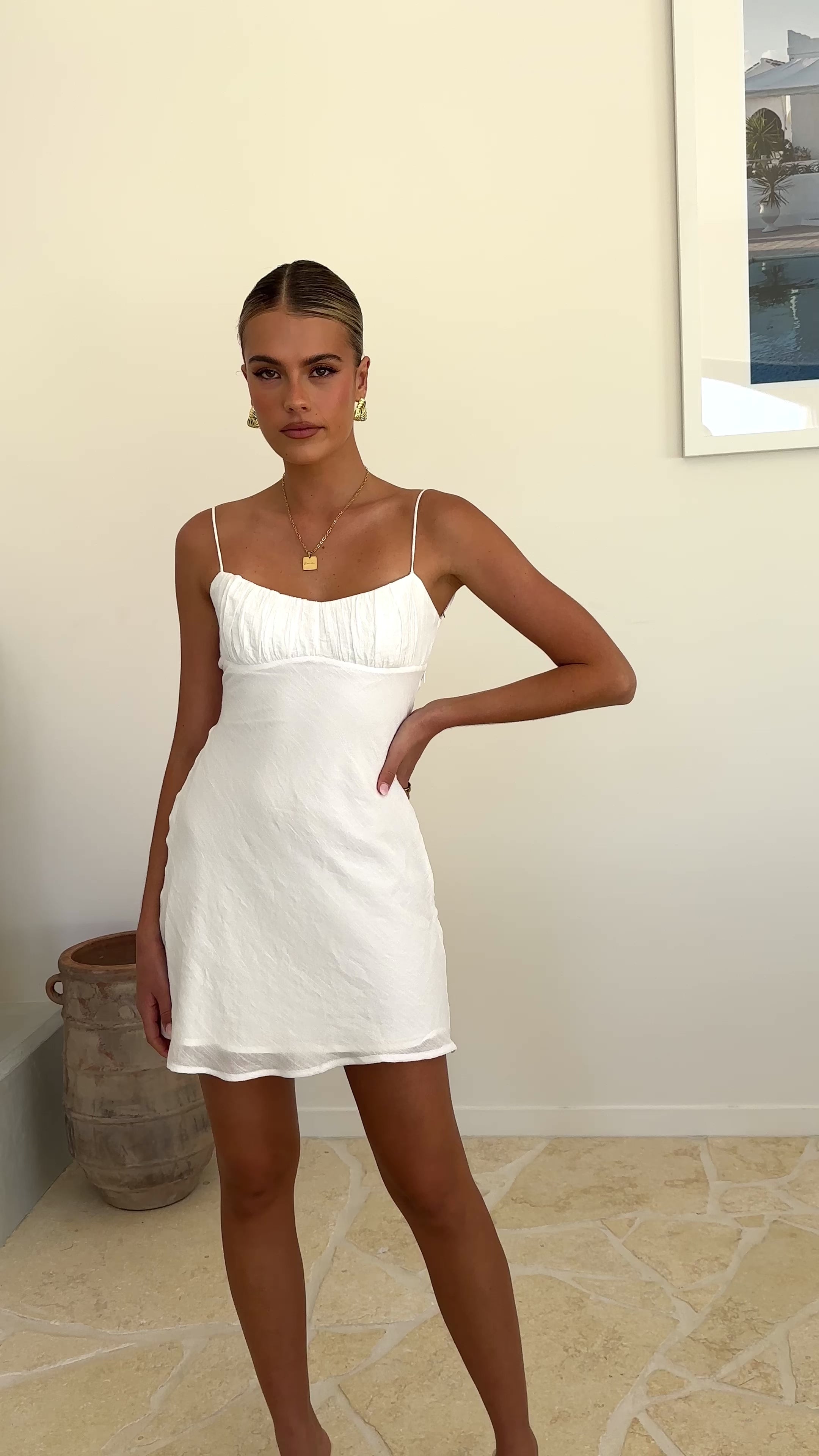 Galina Mini Dress - White - Billy J