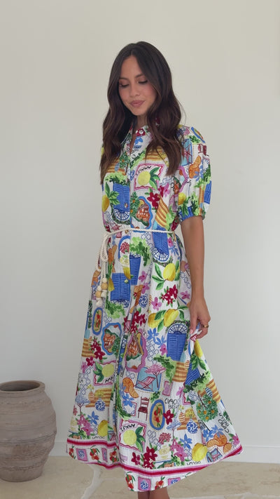 Load and play video in Gallery viewer, Corena Maxi Dress - Ciao Bella Print - Billy J
