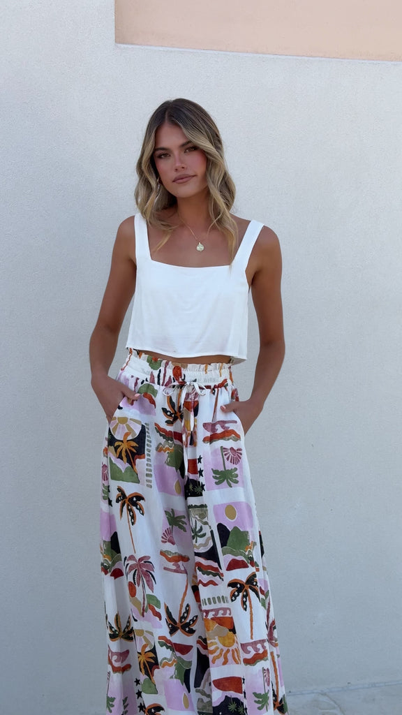 Avery Wide Leg Pants - Desert Palms - Billy J