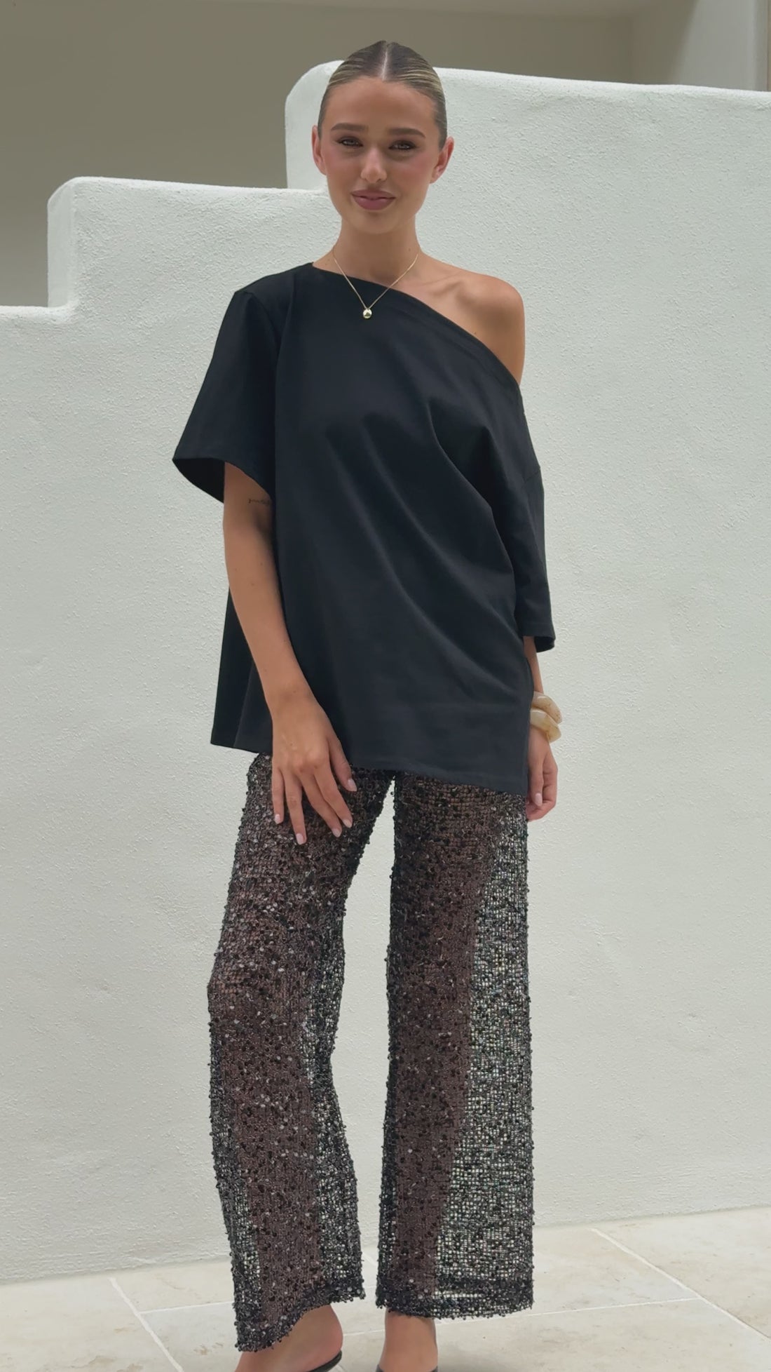 Zinnia Sequins Pant - Black - Billy J