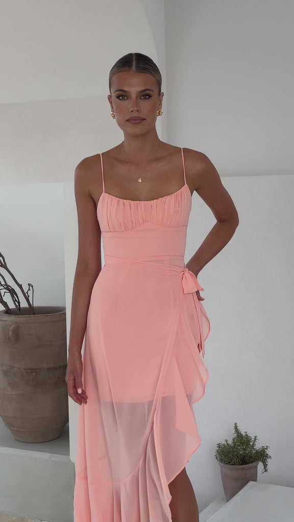 Caliste Midi Dress - Peach - Billy J