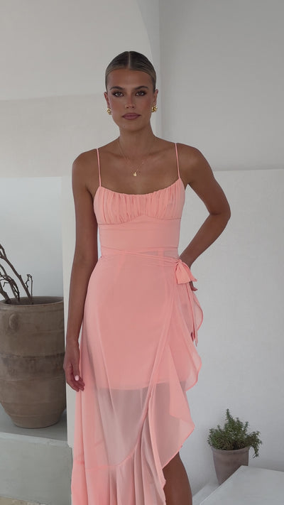 Load and play video in Gallery viewer, Caliste Midi Dress - Peach - Billy J
