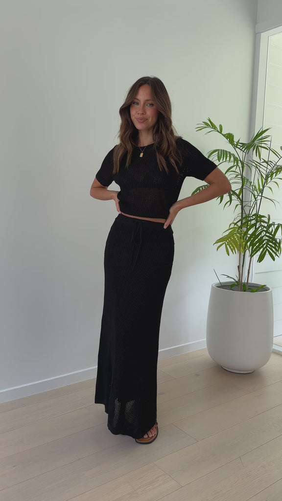 Dacian Knit Maxi Skirt - Black - Billy J