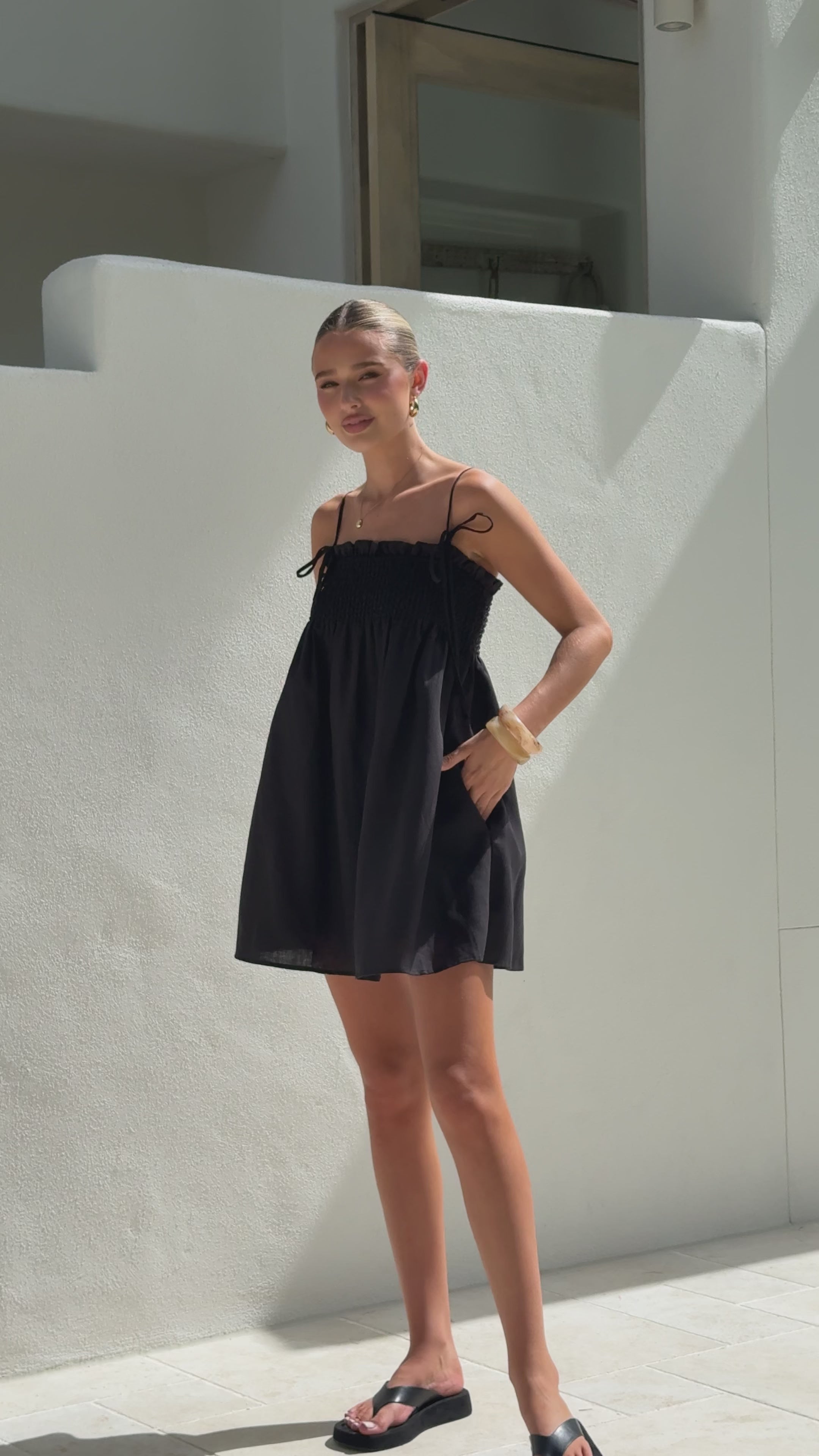 Load video: Wyomie Mini Dress - Black - Billy J