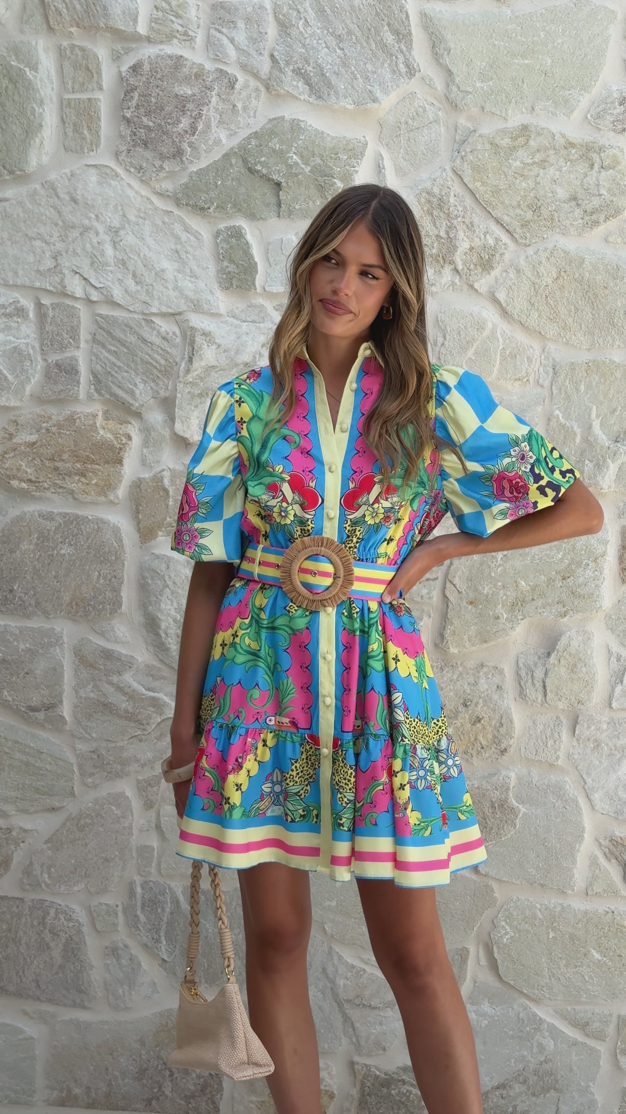 Load video: Celene Mini Dress - Tropical Rio - Billy J