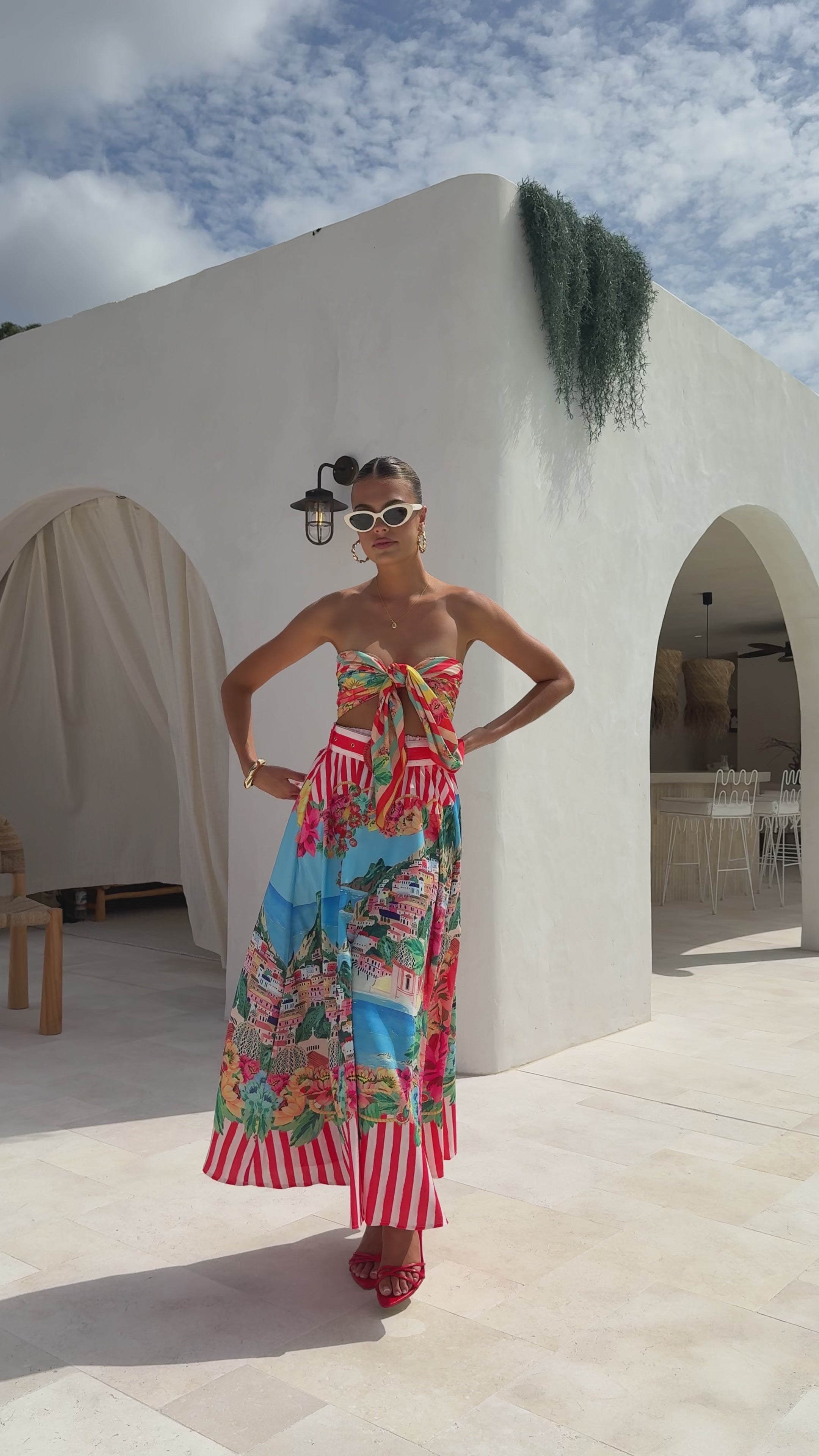 Load video: Kancy Maxi Skirt - Positano Red - Billy J