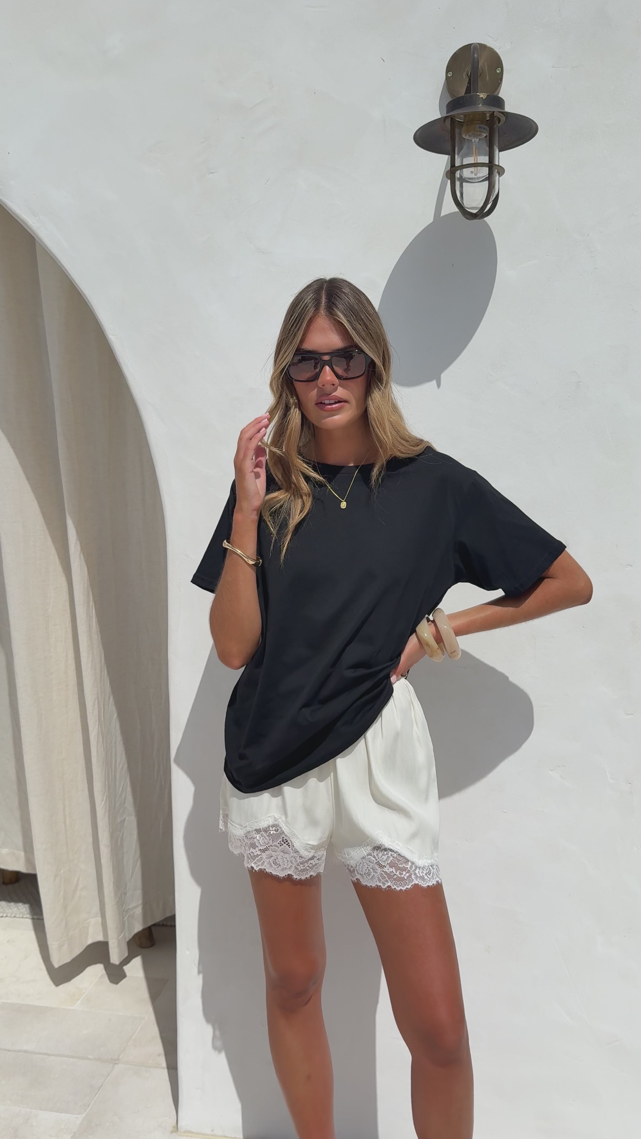 Load video: Makoa Lace Shorts - White - Billy J