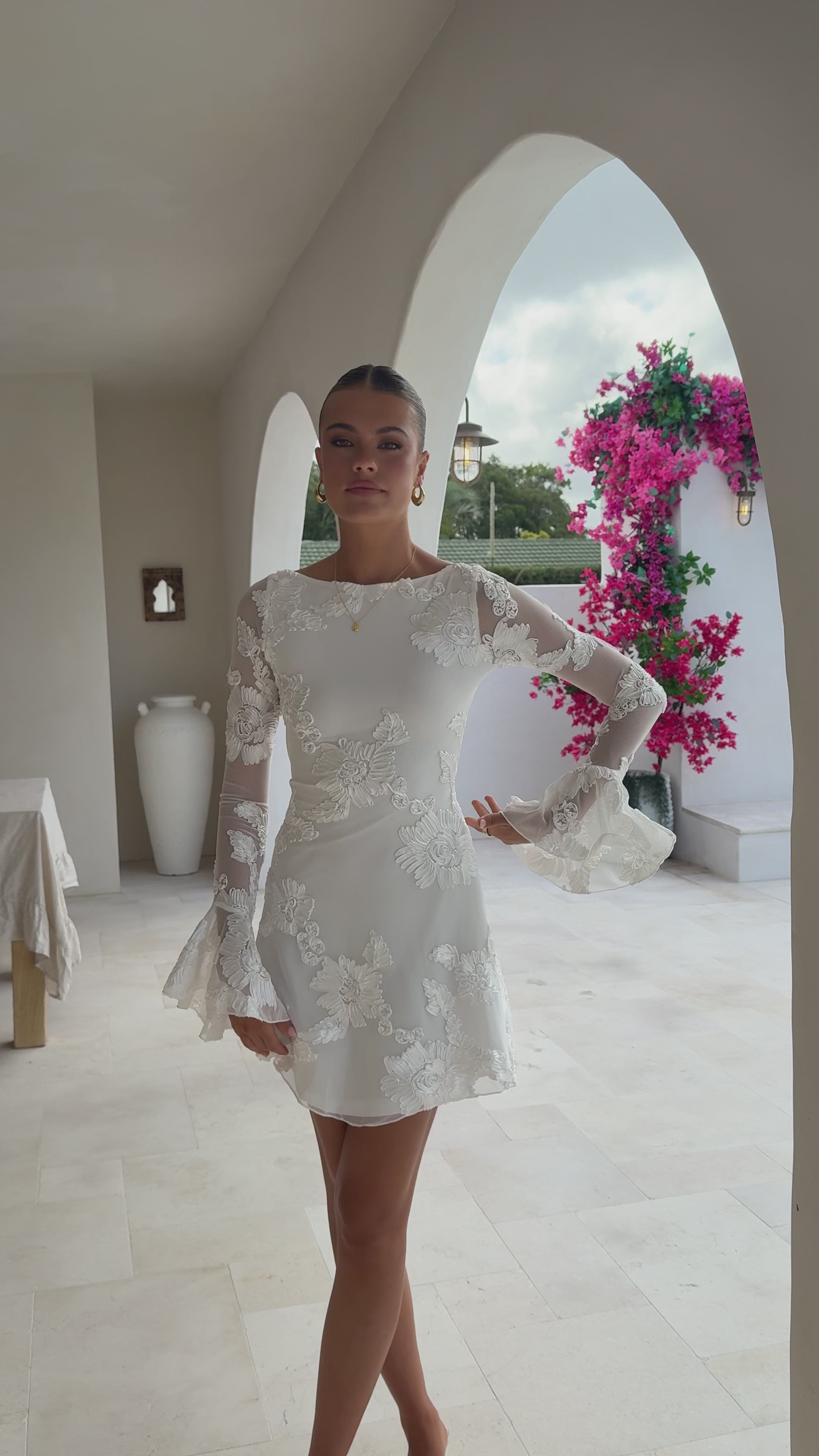 Load video: Lanesia Mini Dress - White - Billy J