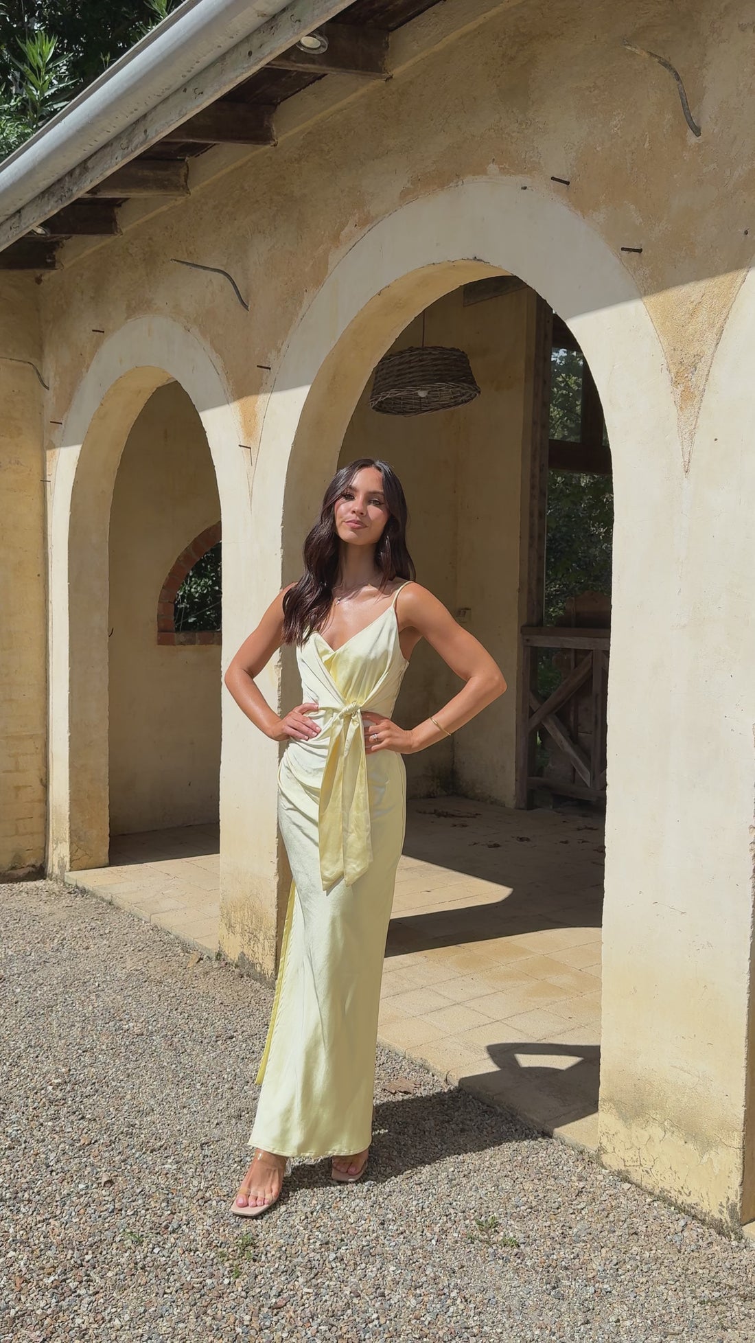 Yasmeen Tie Front Maxi Dress - Yellow - Billy J