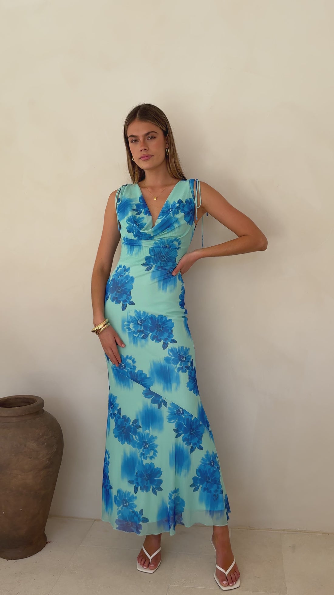 Nikova Maxi Dress - Blue Floral - Billy J