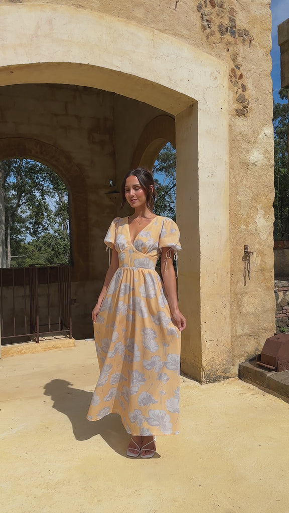 Sarai Maxi Dress - Yellow Floral - Billy J