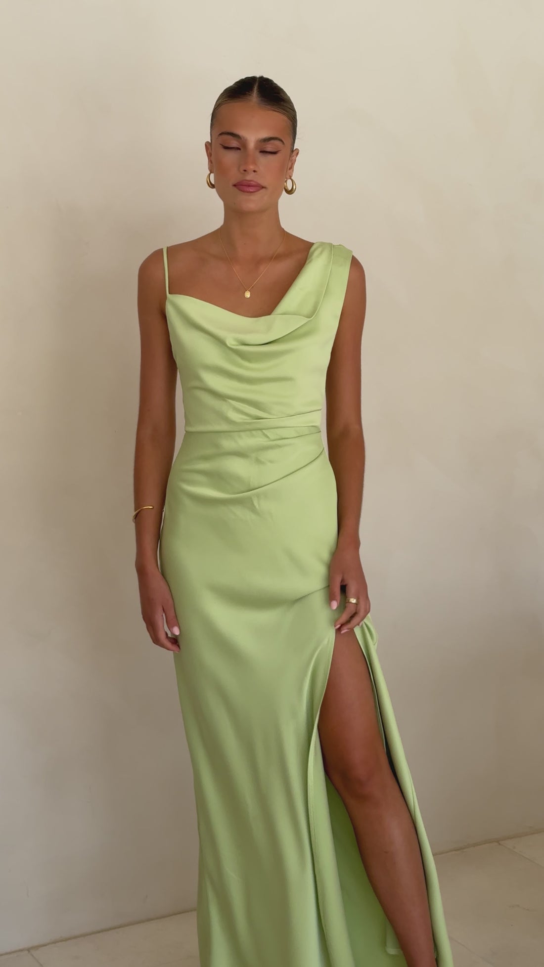 Iris Asymmetrical Maxi Dress - Key Lime - Billy J
