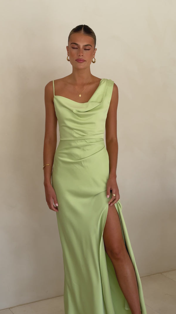 Iris Asymmetrical Maxi Dress - Key Lime - Billy J