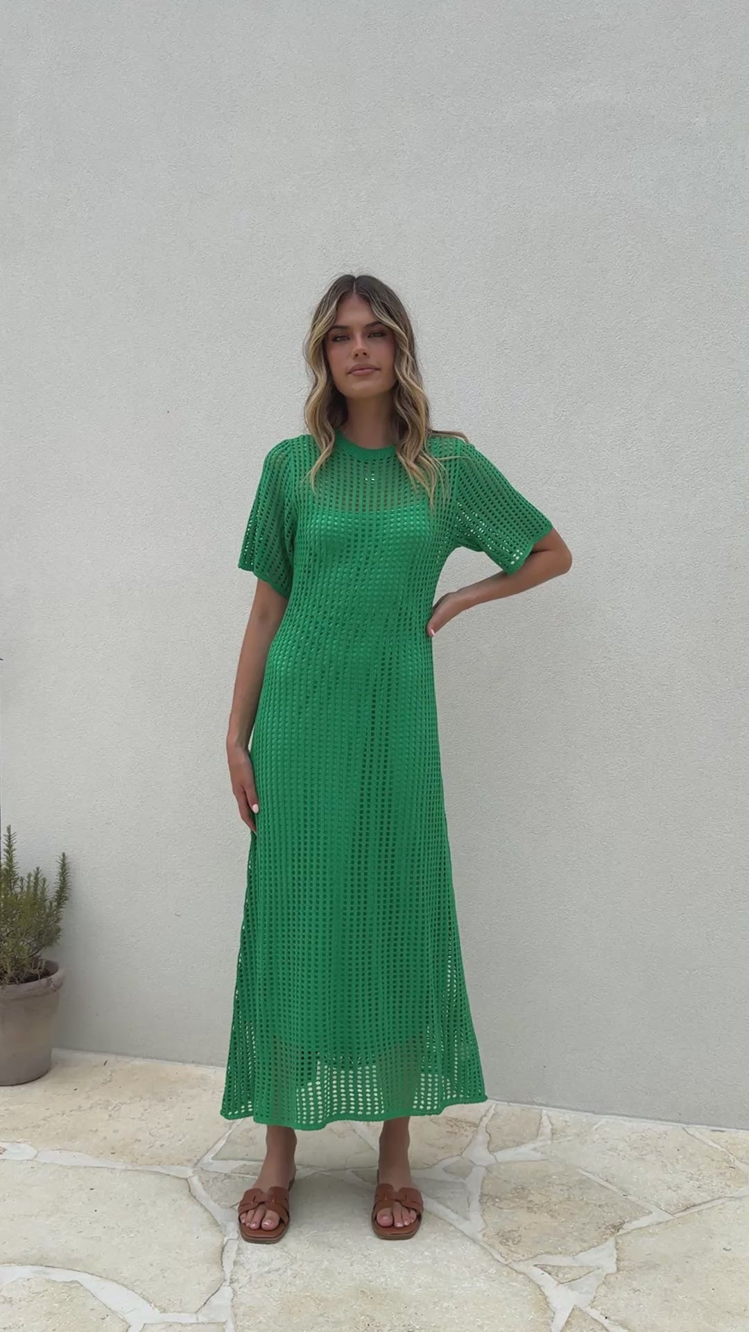 Saisha Crochet Maxi Dress - Green - Billy J
