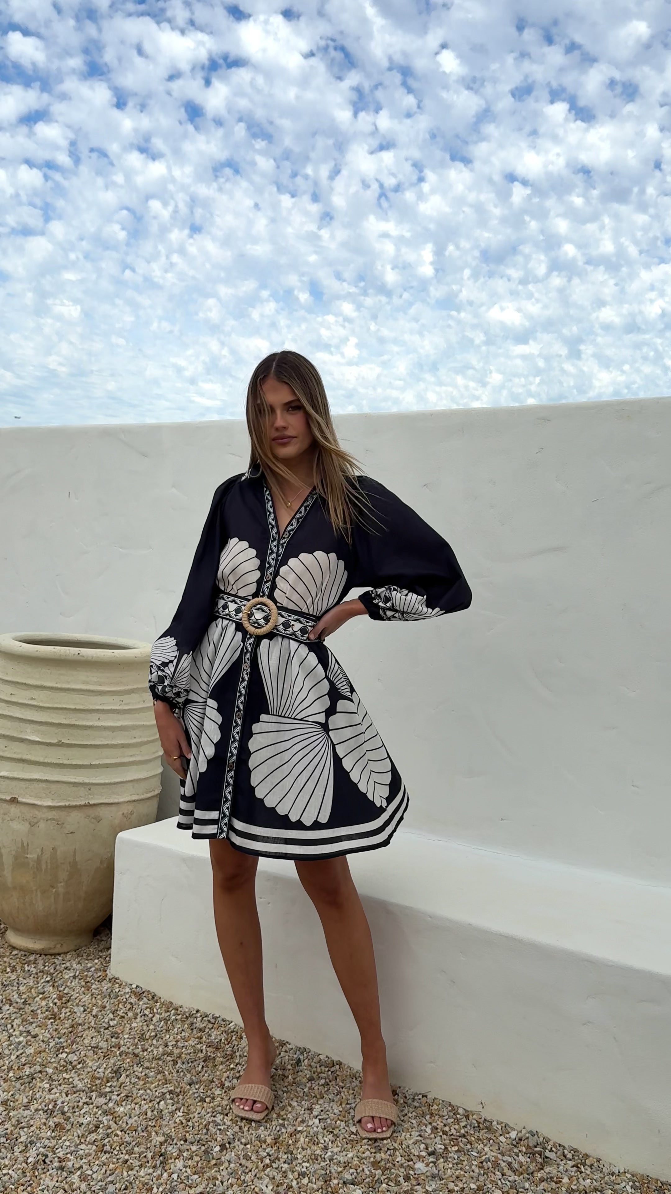 Load video: Mariel Long Sleeve Mini Dress - Black - Billy J