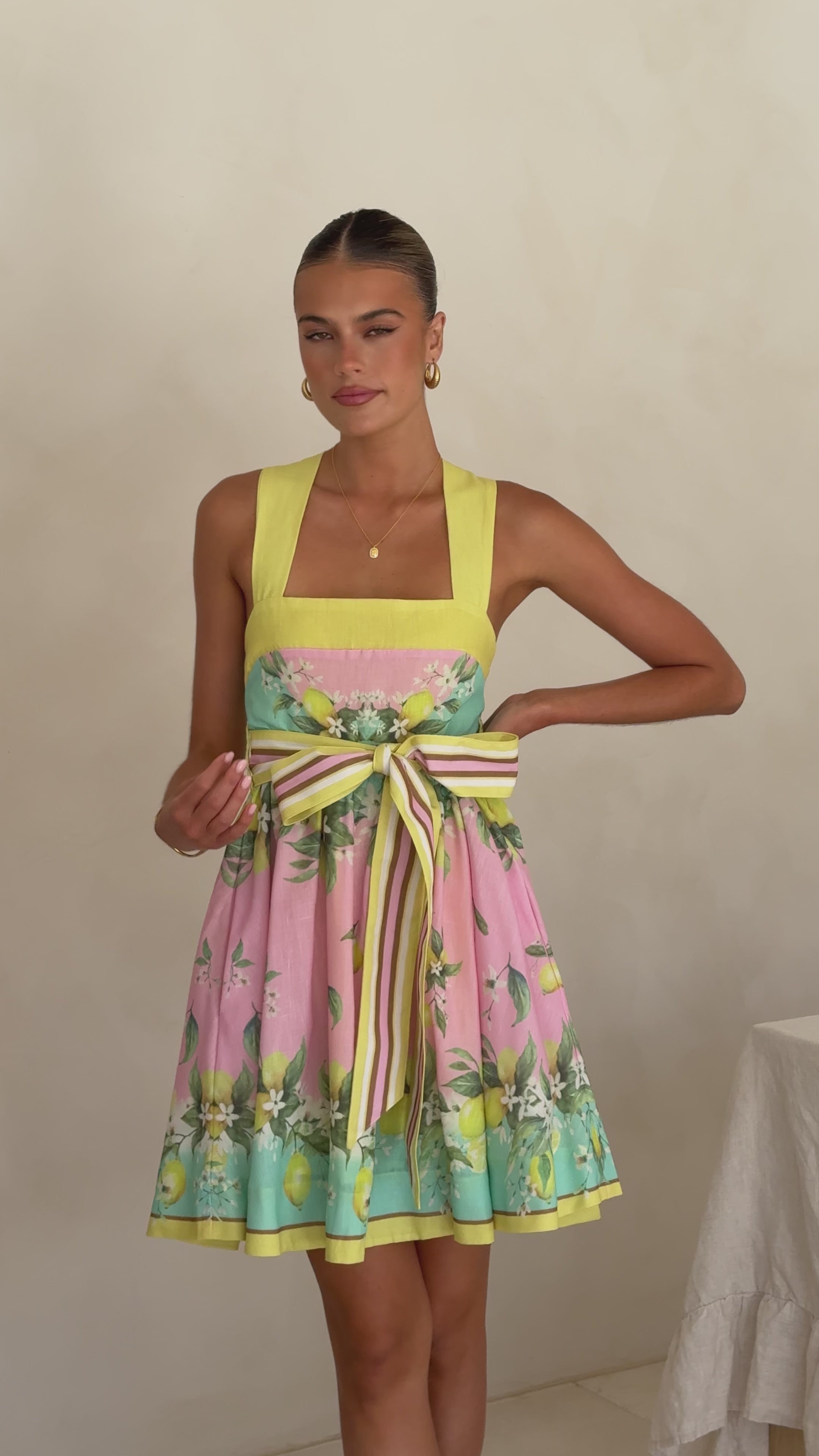 Load video: Velma Mini Dress - Rosé Lemonade - Billy J