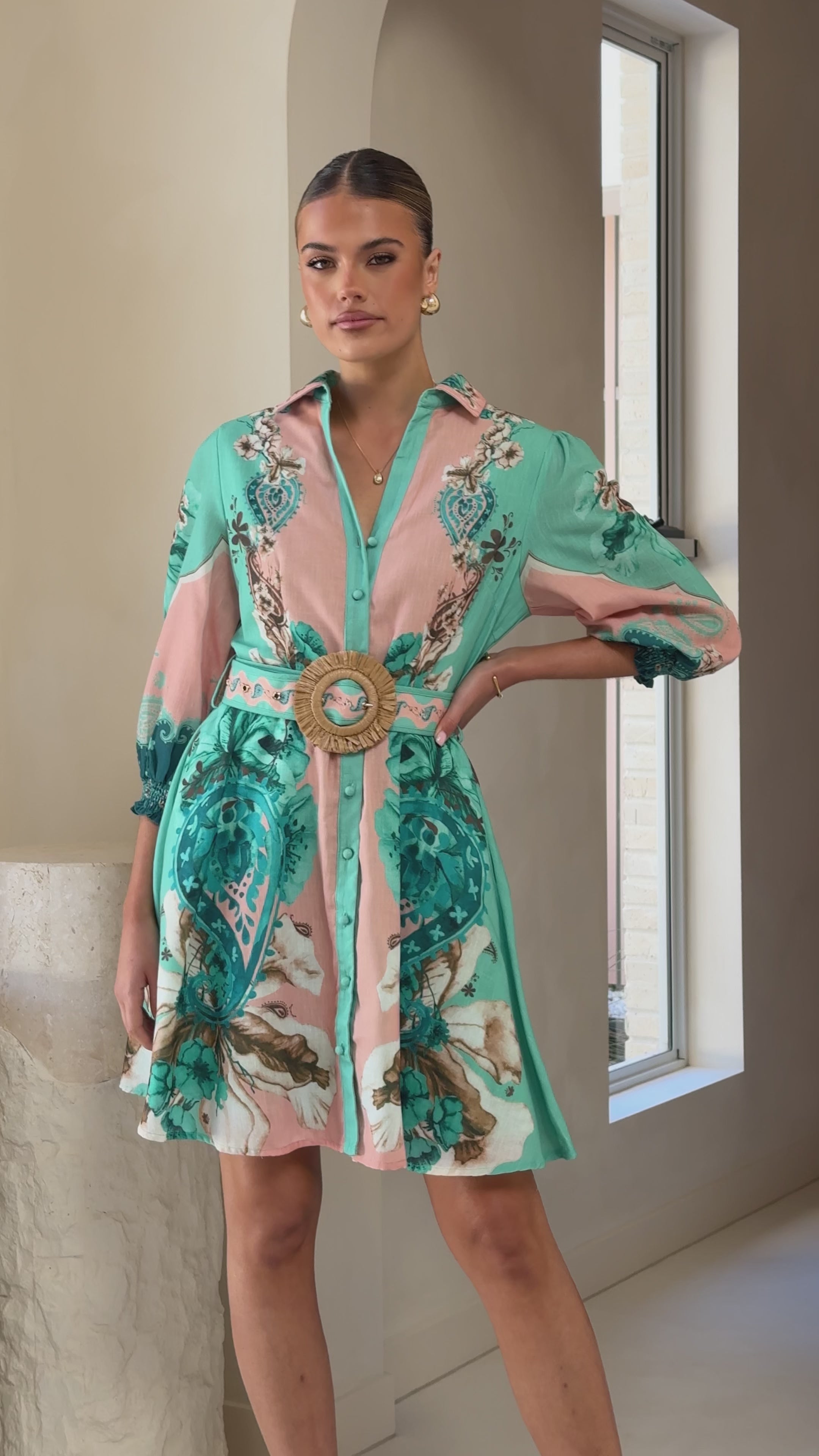 Load video: Macy Mini Dress - Willow Print - Billy J