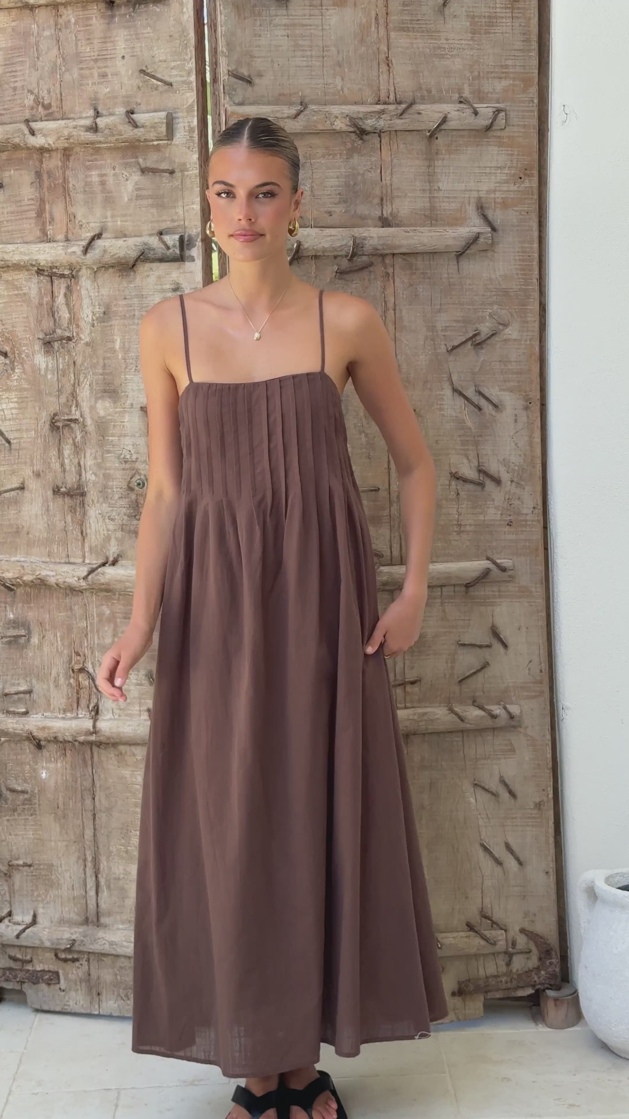 Load video: Stayla Maxi Dress - Chocolate - Billy J