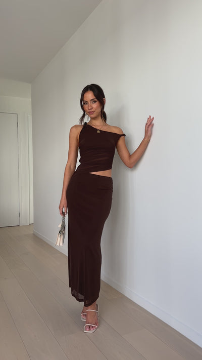 Load and play video in Gallery viewer, Iantha Maxi Dress - Chocolate - Billy J
