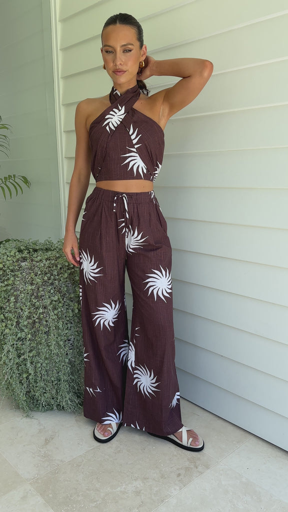 Jasmine Crop - Choc/Creme Sun Print - Billy J