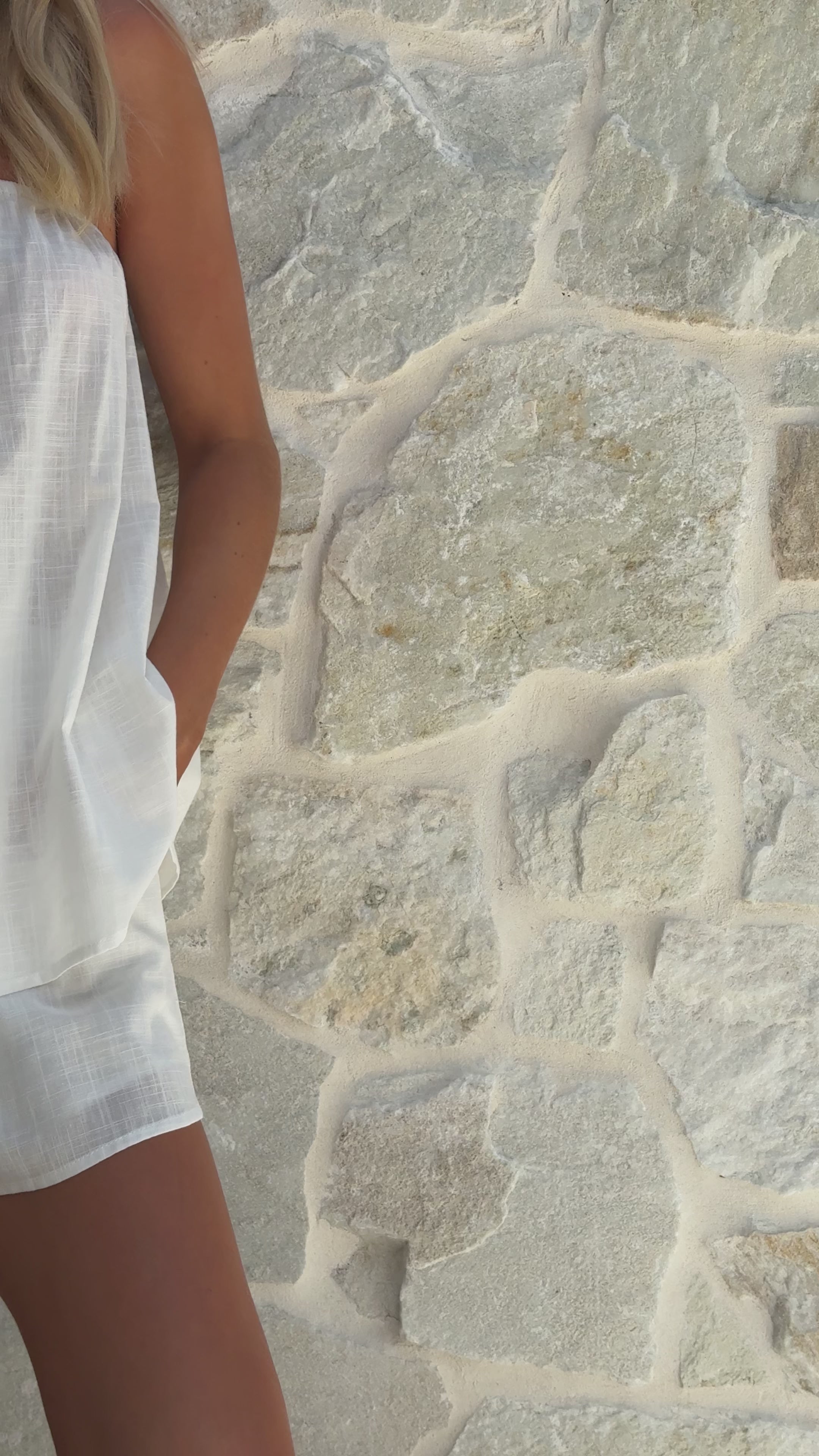 Load video: Calliope Strapless Top and Shorts Set - White - Billy J