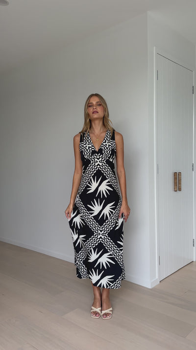 Load and play video in Gallery viewer, Acacia Midi Dress - Kahlo Print - Billy J
