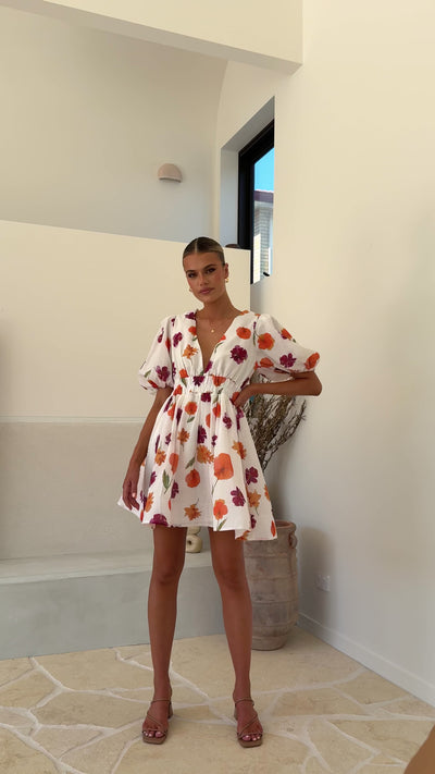 Load and play video in Gallery viewer, Erin Mini Dress - Springtime Print - Billy J
