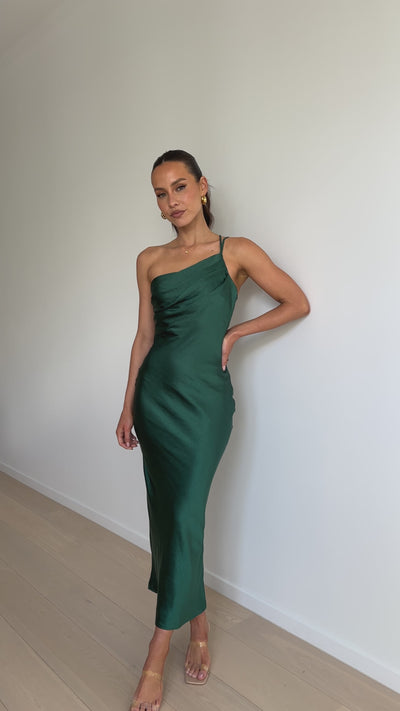 Load and play video in Gallery viewer, Josephina Midi Dress - Emerald Green - Billy J
