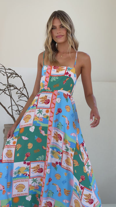 Load and play video in Gallery viewer, Jaylene Maxi Dress - Praia Print - Billy J
