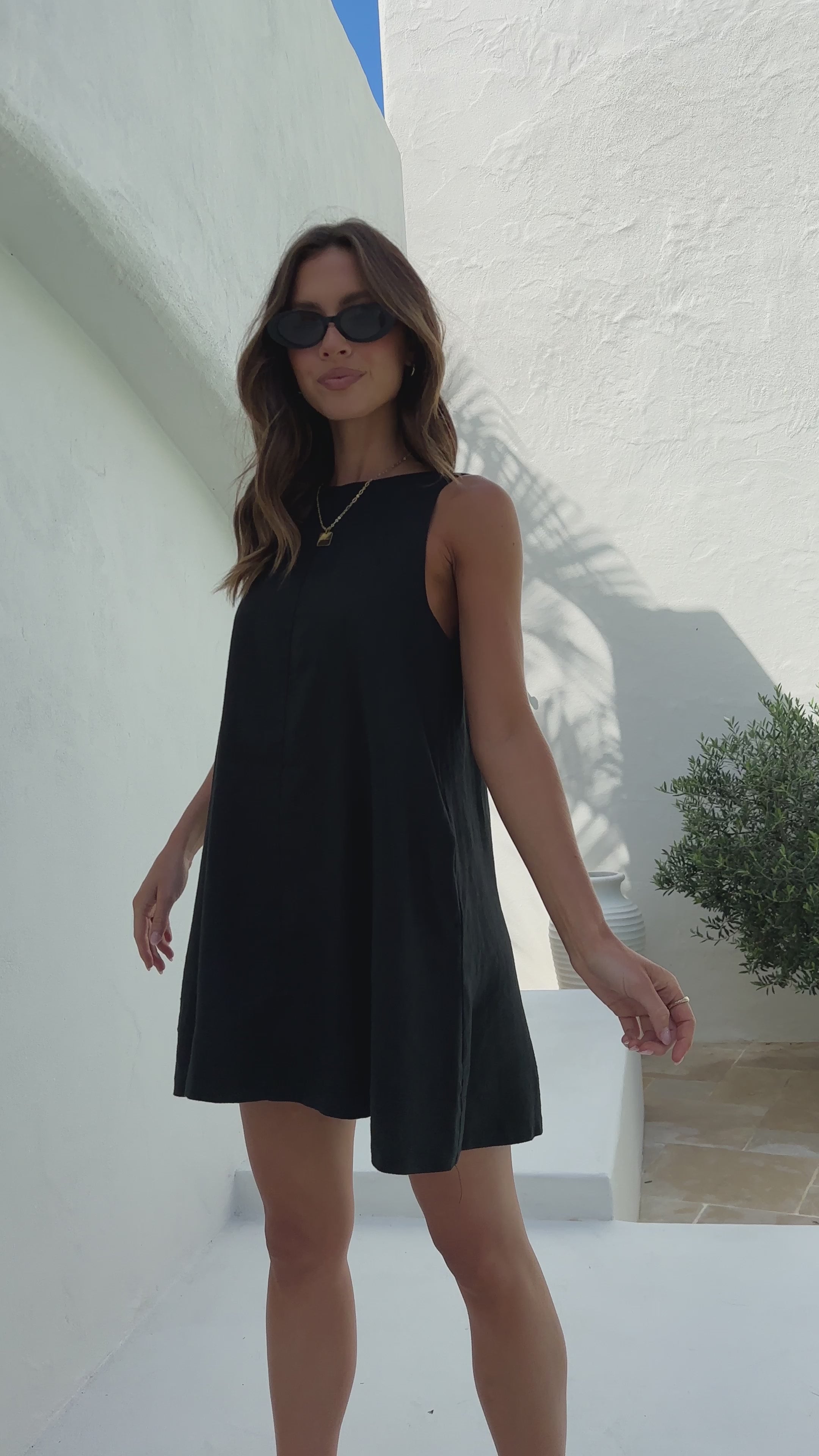 Nemi Linen Dress - Black - Billy J