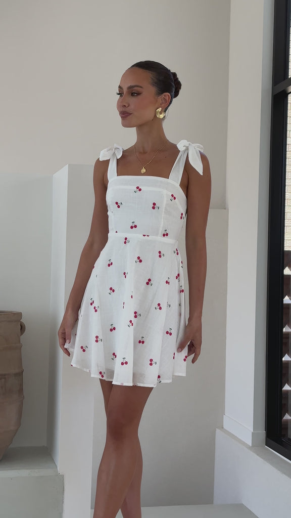 Emmelyn Mini Dress - White Cherry - Billy J