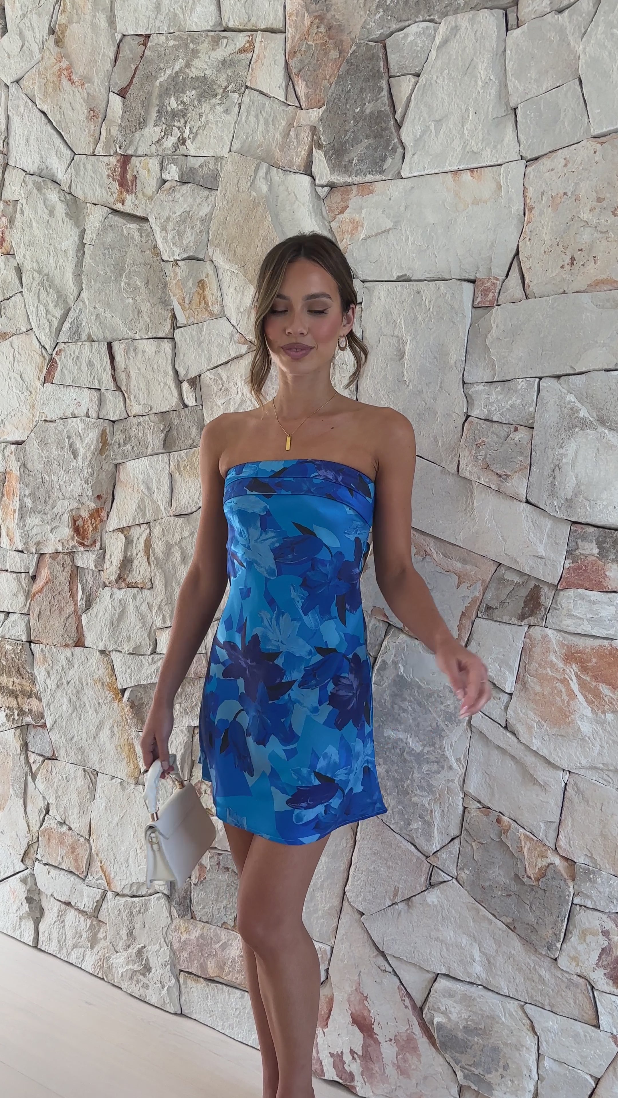 Load video: Miya Mini Dress - Blue Floral - Billy J