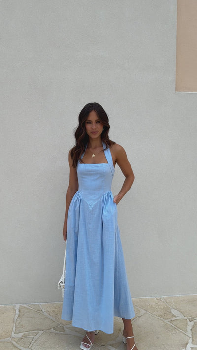 Load and play video in Gallery viewer, Caden Maxi Dress - Blue - Billy J
