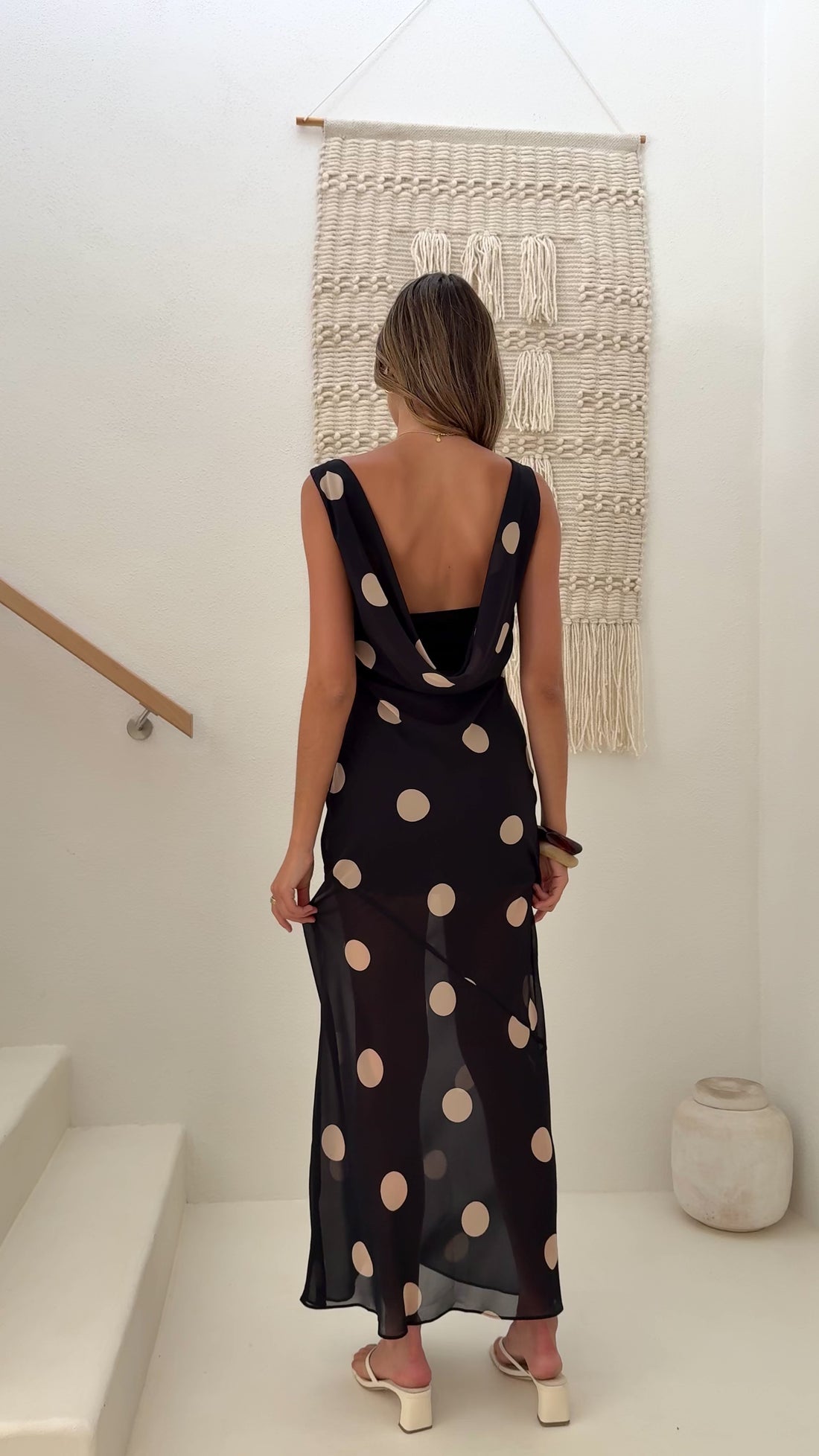 Beverly Maxi Dress - Black/Cream Polka Dot - Billy J